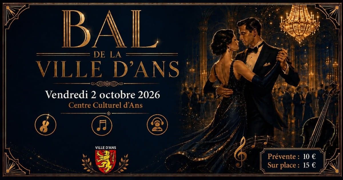 Affiche du Bal de la Ville d'Ans, vendredi 2 octobre 2026